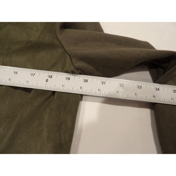 H by Halston Jacket Shacket Womens Green 12 Full Zip Olive Faux Suede - Picture 12 of 15